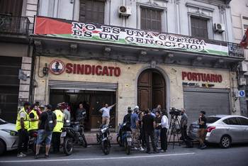 Sindicato Único Portuario y Ramas Afines, en Montevideo (archivo, octubre de 2025). · Foto: Diego Vila