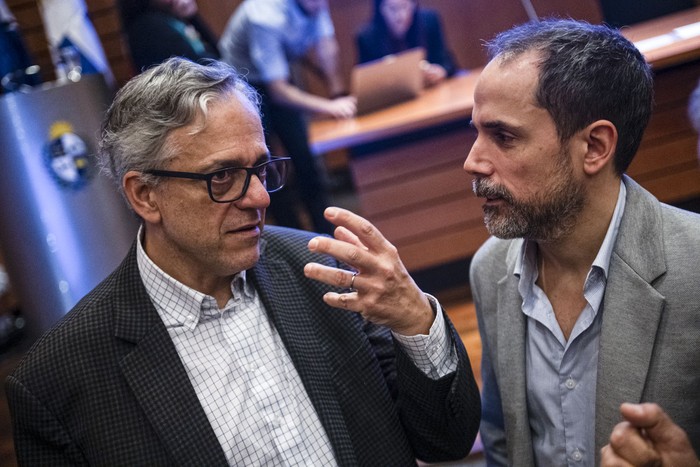 Rodrigo Arim y Hugo Bai, en la Torre Ejecutiva (archivo, octubre de 2025). · Foto: Gianni Schiaffarino