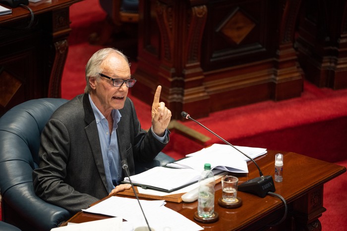 Daniel Borbonet, el 15 de octubre, durante el plenario del Senado, en el Palacio Legislativo. · Foto: Gianni Schiaffarino
