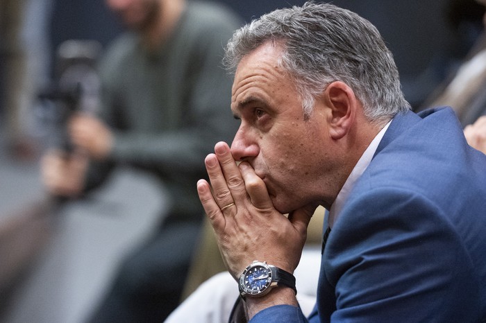 Yamandú Orsi, el 28 de octubre, en el anexo de la Torre Ejecutiva. · Foto: Alessandro Maradei