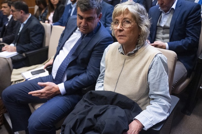 Ana Iewdiukow, el 29 de octubre de 2025, en el Juzgado letrado en lo Penal, en la calle Juan Carlos Gámez. Foto: Alessandro Maradei