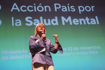 Cristina Lustemberg, el 10 de noviembre, en el Sodre. · Foto: Alessandro Maradei