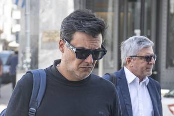 Maximiliano Rodríguez y Alejandro Balbi, en la Fiscalía General de la Nación (archivo, noviembre de 2025). · Foto: Gianni Schiaffarino