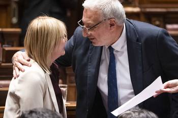 Cristina Lustemberg y Gerardo Sotelo, el 24 de noviembre, en la Cámara de Diputados. · Foto: Gianni Schiaffarino