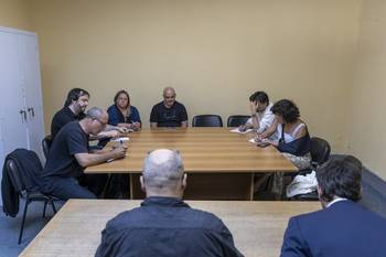 Durante la negociación, el 24 de noviembre, en el MTSS. · Foto: Rodrigo Viera Amaral
