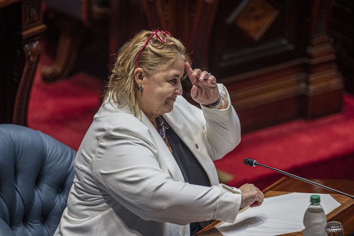 Sandra Lazo, el 10 de diciembre, en el Senado. · Foto: Gianni Schiaffarino