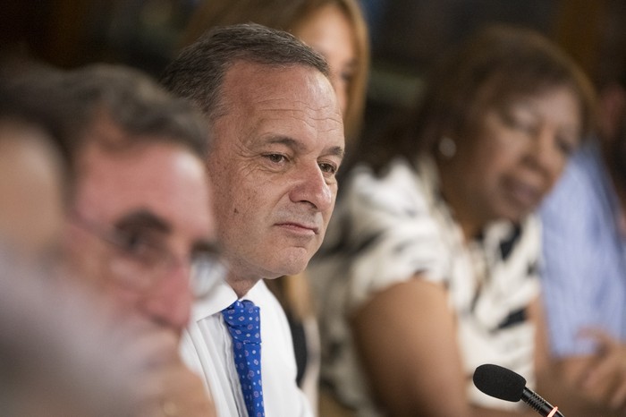 Álvaro Delgado durante la reunión del directorio del Partido Nacional, el 15 de diciembre. · Foto: Gianni Schiaffarino