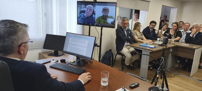 Audiencia de Dardo Ivo Morales, en causa San Javier, del 22 de diciembre de 2025, Fray Bentos. · Foto: Gentileza APU