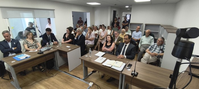 Juicio a Rocca, Morales, Pérez, Caubarrère, Soloviy, Castellá, Costas, Estebenet y Saiz, el 22 de diciembre, en el juzgado de Fray Bentos de primer turno. · Foto: Gentileza APU