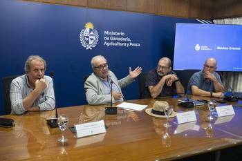Gabriel Osorio, Alfredo Fratti, Marcelo Rodríguez y Carlos Fuellis en la sede del Ministerio · Foto: Alessandro Maradei