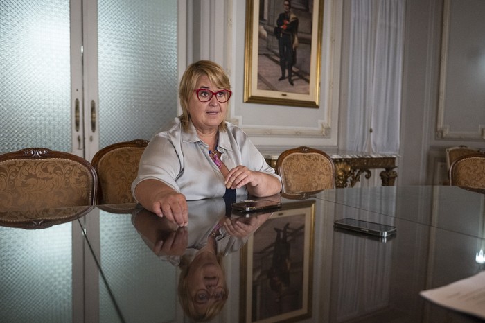Sandra Lazo, en el Ministerio de Defensa, el 28 de enero de 2026 · Foto: Alessandro Maradei