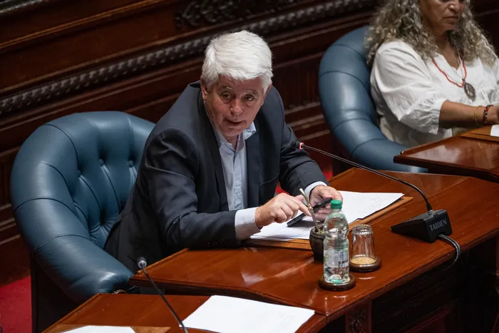 Eduardo Brenta, el 1 de febrero, durante una sesión de la Cámara de Senadores. · Foto: Gianni Schiaffarino