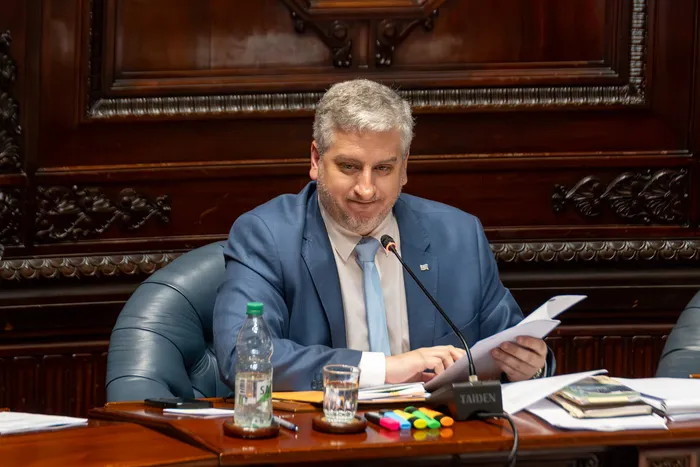 Juan Martín Rodríguez, el 19 de febrero, durante la sesión en la Cámara de Senadores. · Foto: Martin Hernández Müller
