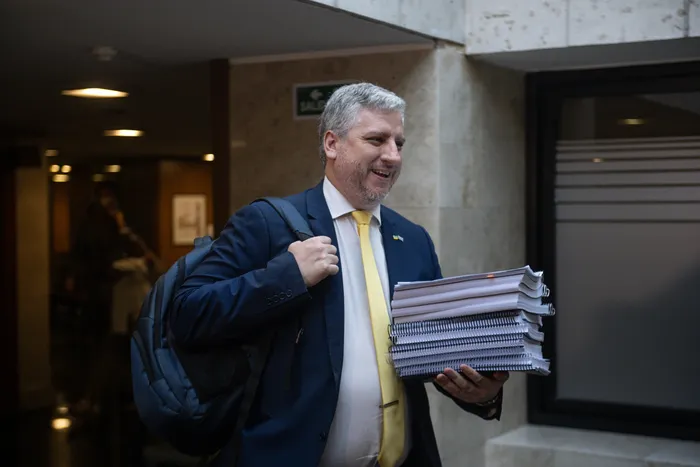 Juan Martín Rodríguez, el 23 de febrero, en el edificio anexo al Palacio Legislativo. · Foto: Gianni Schiaffarino