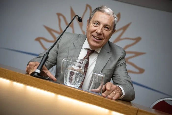 Gabriel Oddone, el 23 de febrero, en una conferencia de prensa en el edificio anexo del Palacio Legislativo. · Foto: Gianni Schiaffarino