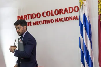 Andrés Ojeda en la Casa del Partido Colorado, el 3 de marzo. · Foto: Rodrigo Viera Amaral