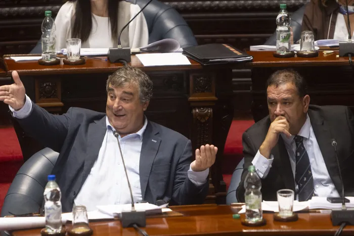 Sergio Botana y Sebastián da Silva, en la Cámara de Senadores, el 11 de marzo de 2026 · Foto: Ernesto Ryan