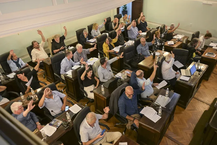 Durante la votación del presupuesto en la Junta Departamental de Colonia, el 18 de marzo, en la Junta. · Foto: Ignacio Dotti
