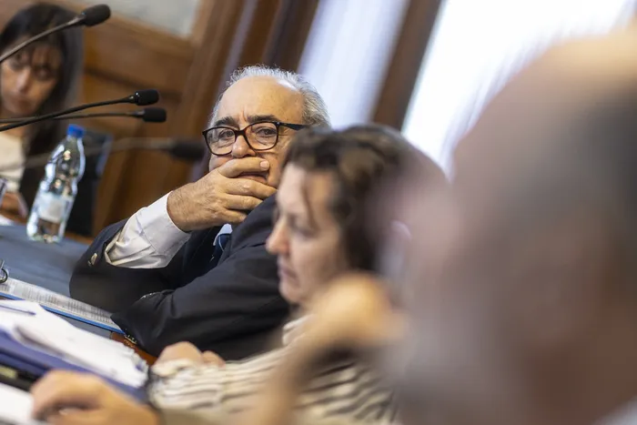 Alfredo Fratti en la Comisión de Ganadería, Agricultura y Pesca del Senado, el 16 de abril. · Foto: Ernesto Ryan