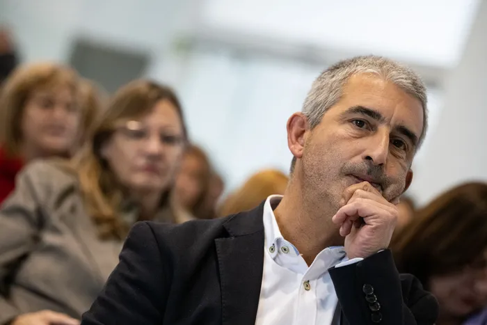 Pablo Caggiani, el 27 de abril, durante la presentación de la XXIII Edición del Monitor Educativo de Educación Inicial y Primaria 2025, en el edificio de la Anep. · Foto: Gianni Schiaffarino