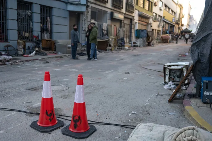 Filmación de la serie _El futuro es nuestro_, en la calle Cerrito. · Foto: Gianni Schiaffarino