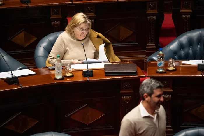 Graciela Bianchi y Daniel Caggiani, en la Cámara de Senadores. · Foto: Gianni Schiaffarino