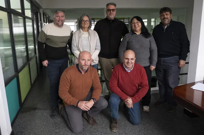 Los inspectores de UTU, Mariano Montedeoca, Roxana Piñeyiro, Alejandro Negro, Angélica Mezquita, Orlando Caldas, Nelson Bonansea, Camilo Bonetta. Foto: Alessandro Maradei