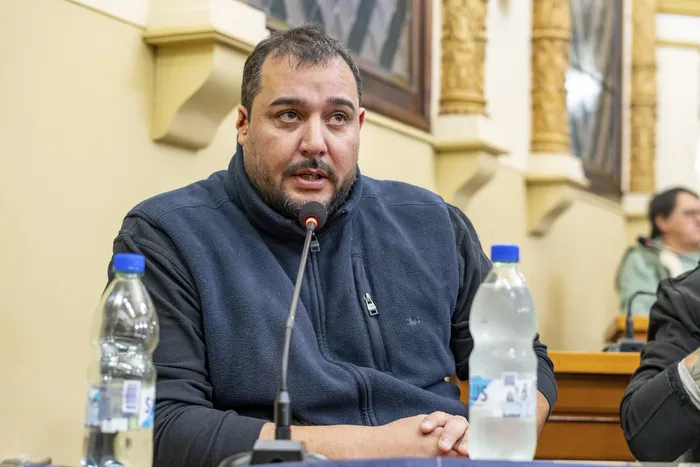 Eduardo Alza, presidentel del SOEN, en la Junta Departamental de Paysandú (archivo, junio de 2026). · Foto: Santiago Fleitas
