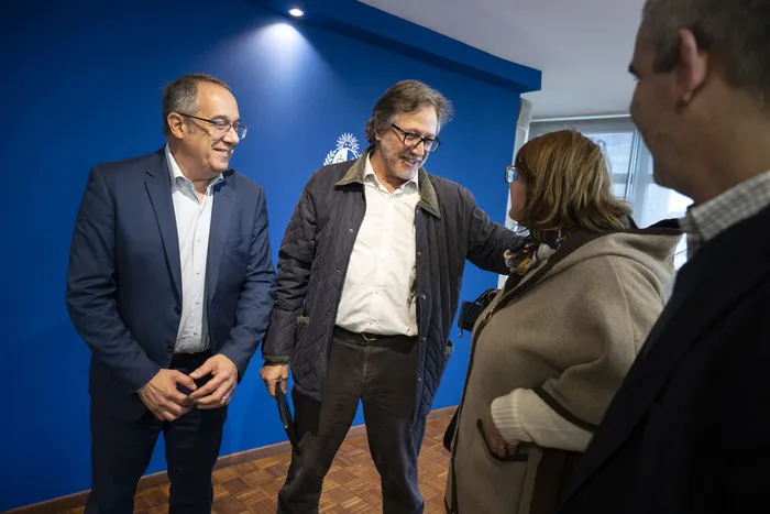 José Carlos Mahía, Ministro de Educación y Cultura, Carlos Batthyány, nuevo Rector de la UTEC, el 14 de julio, en Torre Ejecutiva · Foto: Inés Guimaraens