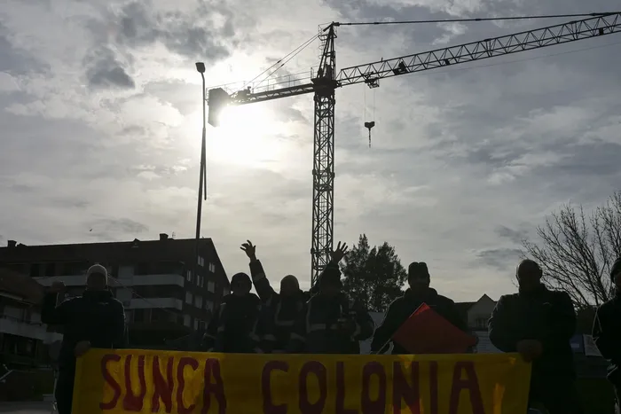 Movilización de trabajadores afiliados al Sunca, el 15 de julio, en Colonia del Sacramento. Foto: Ignacio Dotti