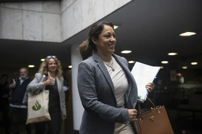 La ministra Fernanda Cardona cuando concurrió a comisión parlamentaria. · Foto: Gianni Schiaffarino