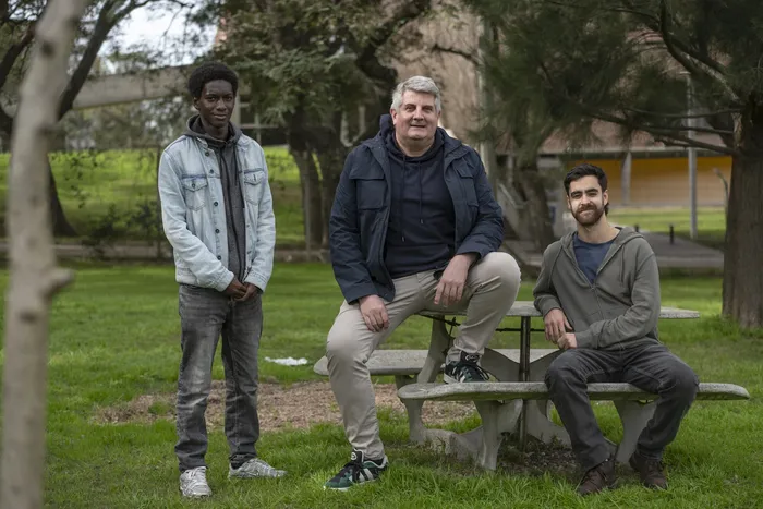 Cheikh Modibo Traoré, Xavier Berthet, Santiago Robaina, el 27 de julio · Foto: Inés Guimaraens