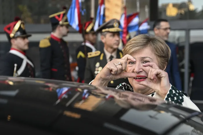 La directora del FMI, Kristalina Georgieva, el 30 de julio, tras la reunión con Yamandú Orsi en la Torre Ejecutiva. · Foto: Guillermo Legaria