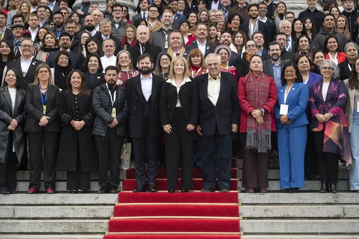 Congreso Panamericano, el 21 de agosto, en la escalinata del Palacio Legislativo, en Montevideo. · Foto: Alessandro Maradei