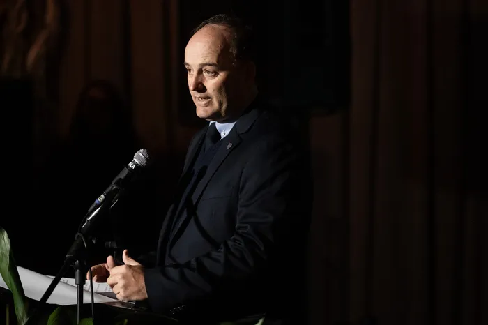 Rafael Ferber durante un discurso en la Rural del Prado (archivo, setiembre de 2026). · Foto: Alessandro Maradei