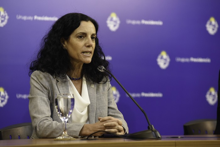 Azucena Arbeleche durante una conferencia en la Torre Ejecutiva (archivo, diciembre de 2020). · Foto: Federico Gutiérrez