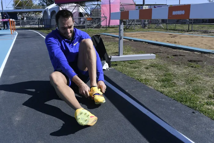 Emiliano Lasa en sesión de entrenamiento previo a su participación en los XIII Juegos Suramericanos Santa Fe 2026, el 21 de setiembre. · Foto: Sandro Pereyra, Agencia Gamba