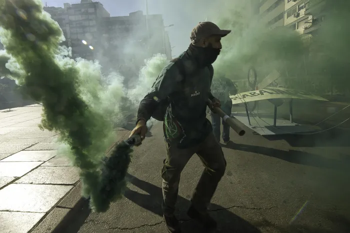 Agrupación de Funcionarios de UTE (AUTE) durante una movilización en 18 de Julio (archivo, 2020) · Foto: Federico Gutiérrez