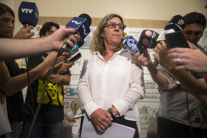 Silvana Pissano, en rueda de prensa en la Intendencia de Montevideo (archivo, 2019). · Foto:  Santiago Mazzarovich