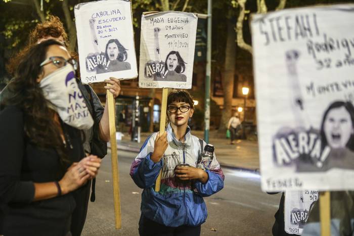 Alerta feminista en Montevideo, el 17 de marzo de 2021. · Foto: .