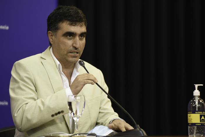 Andrés Lima, el 20 de abril, en conferencia en la Torre Ejecutiva. · Foto: Federico Gutiérrez