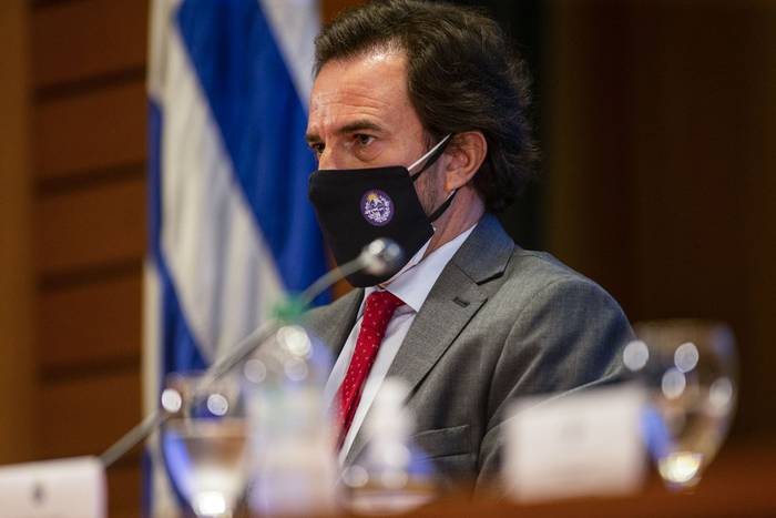 Germán Cardoso, durante una conferencia de prensa, en el edificio anexo a la Torre Ejecutiva (archivo, abril de 2021). · Foto: .