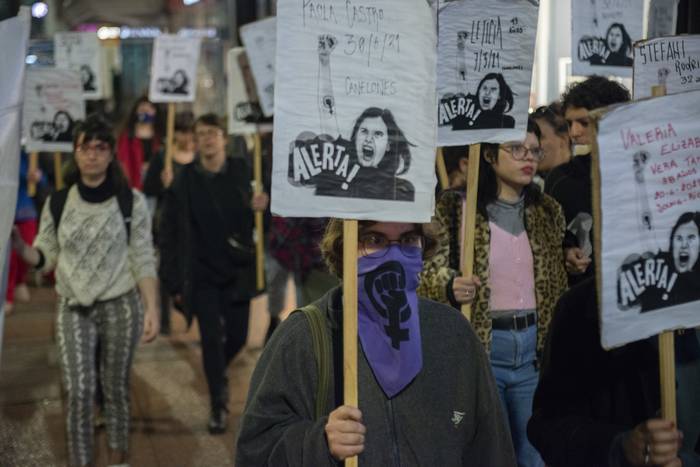 Alerta feminista, en Montevideo (archivo, agosto de 2021). · Foto: Alessandro Maradei