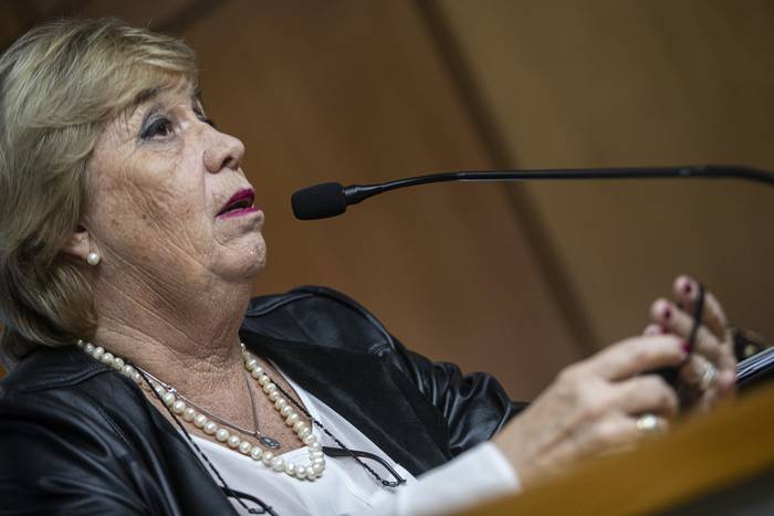 Susana Signorino, durante una conferencia de prensa (archivo, setiembre de 2021). · Foto: Ernesto Ryan