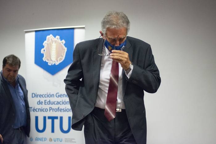Juan Pereyra, Director General de UTU, durante la presentación de un informe (archivo, octubre de 2021). · Foto: Alessandro Maradei
