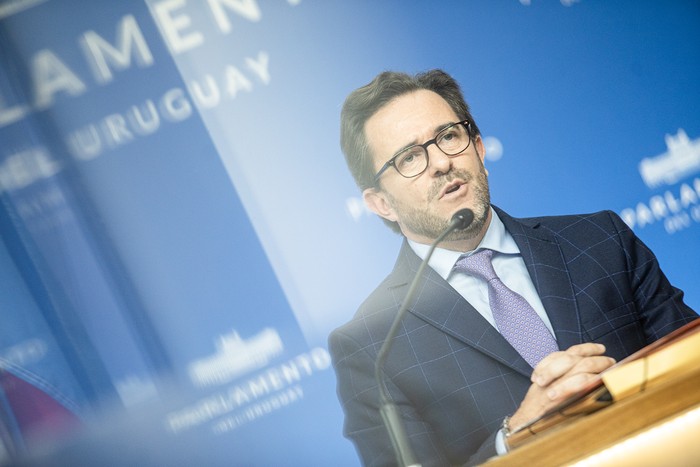 Germán Cardoso, durante la conferencia de prensa tras finalizar la comisión investigadora de Turismo (archivo, noviembre de 2021). · Foto: Ernesto Ryan