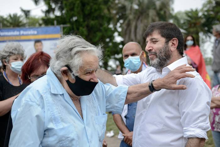 José Mujica y Fernando Pereira (archivo, octubre de 2021). · Foto: Agustina Saubaber