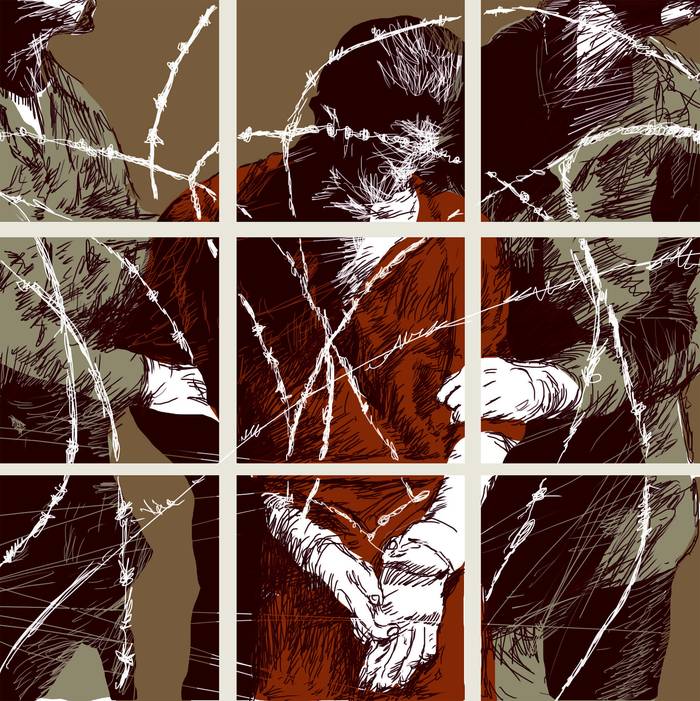 Foto principal del artículo 'Ali al Shabaan y la larga sombra de Guantánamo' · Ilustración: Ramiro Alonso