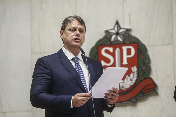Tarcísio de Freitas, durante la Asamblea Legislativa, en el estado de San Pablo (archivo, enero de 2023).