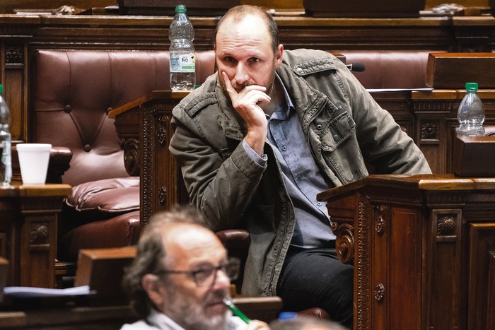 Sebastián Sabini en la Cámara de Senadores (archivo, abril de 2020). · Foto: Mariana Greif